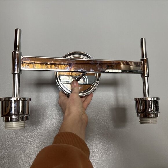 West Elm Sculptural Double Sconce Polished Nickel Clear Globe Bathroom light - Picture 11 of 16